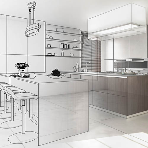 Contemporary Designed Kitchen (development) - 3d illustration