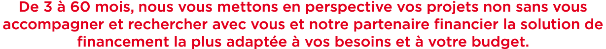 De 3  60 mois, nous vous mettons en perspective vos projets non sans vous accompagner et rechercher avec vous et not...