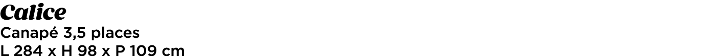Calice Canap 3,5 places L 284 x H 98 x P 109 cm 